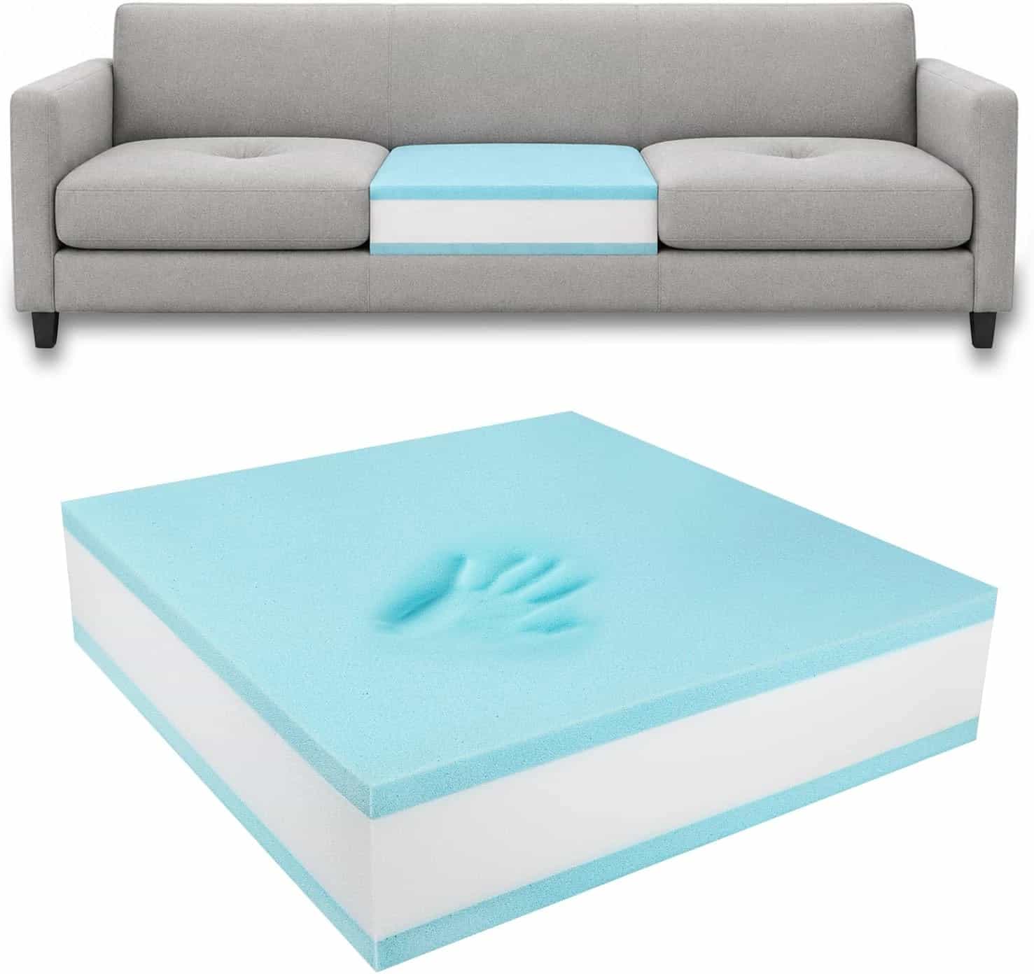 Couch Cushion Replacement, 3-Layer High-Density Memory Foam Insert for Sofa, Chair and Bench, Cuttable DIY Upholstery Foam, No Cover Included